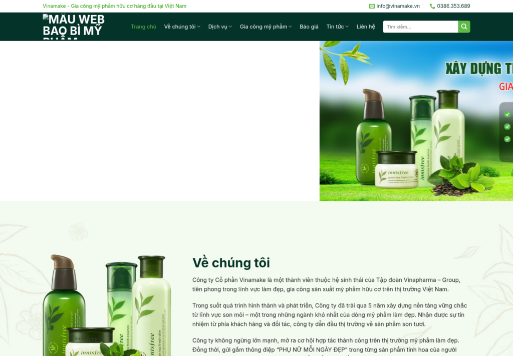 Mẫu website bao bì mỹ phẩm