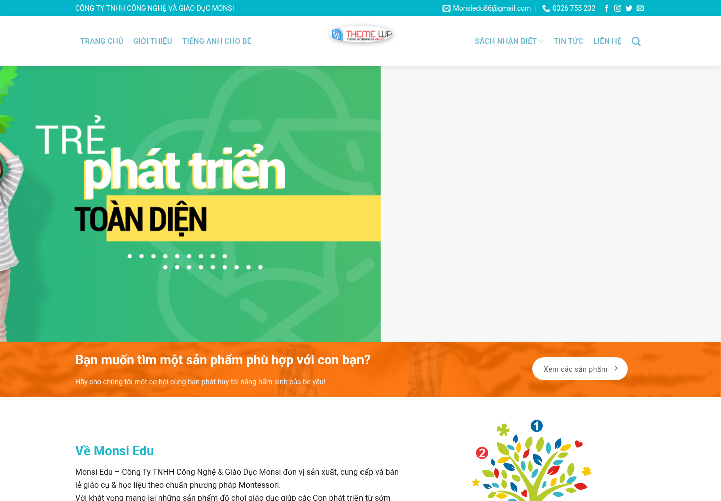 Mẫu website giáo dục Monsi