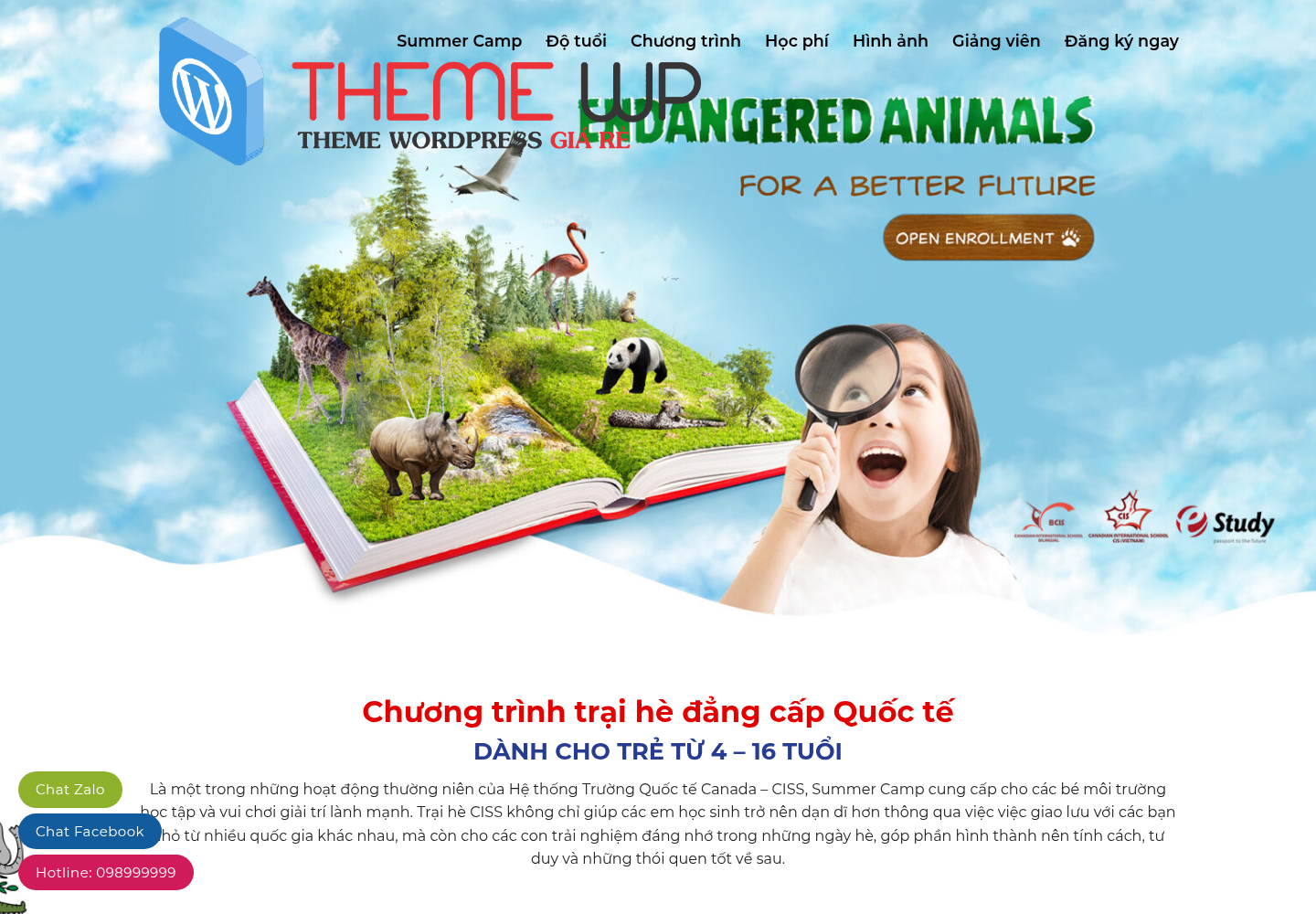 Mẫu website giáo dục - Trại hè & Trung tâm thiếu nhi