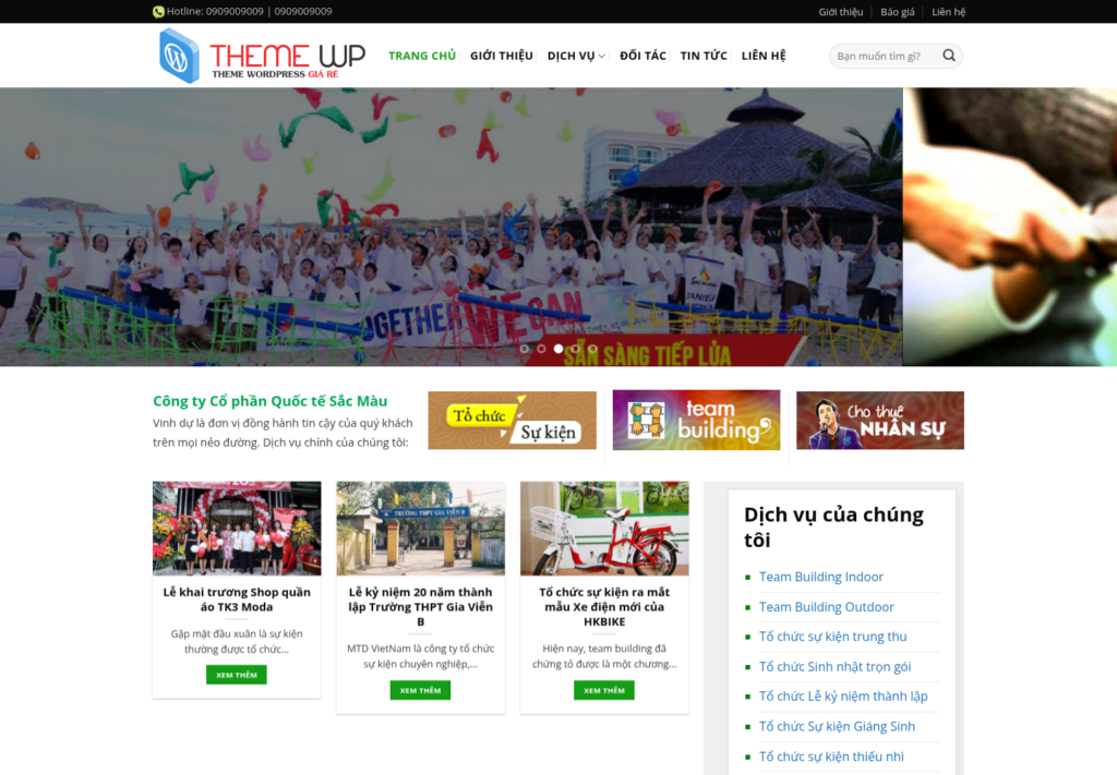 Mẫu website tổ chức sự kiện & team building