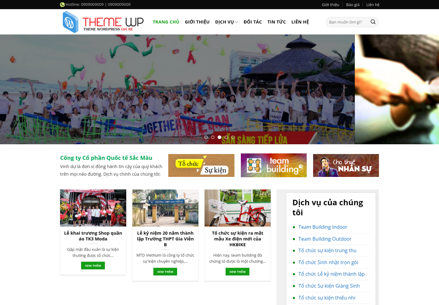 Mẫu website tổ chức sự kiện & team building