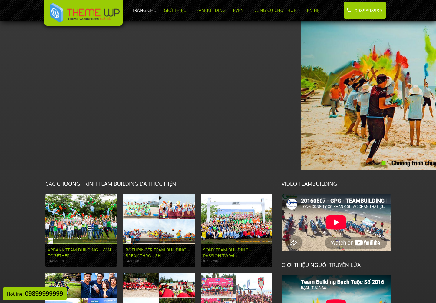 Mẫu website tổ chức sự kiện và teambuilding