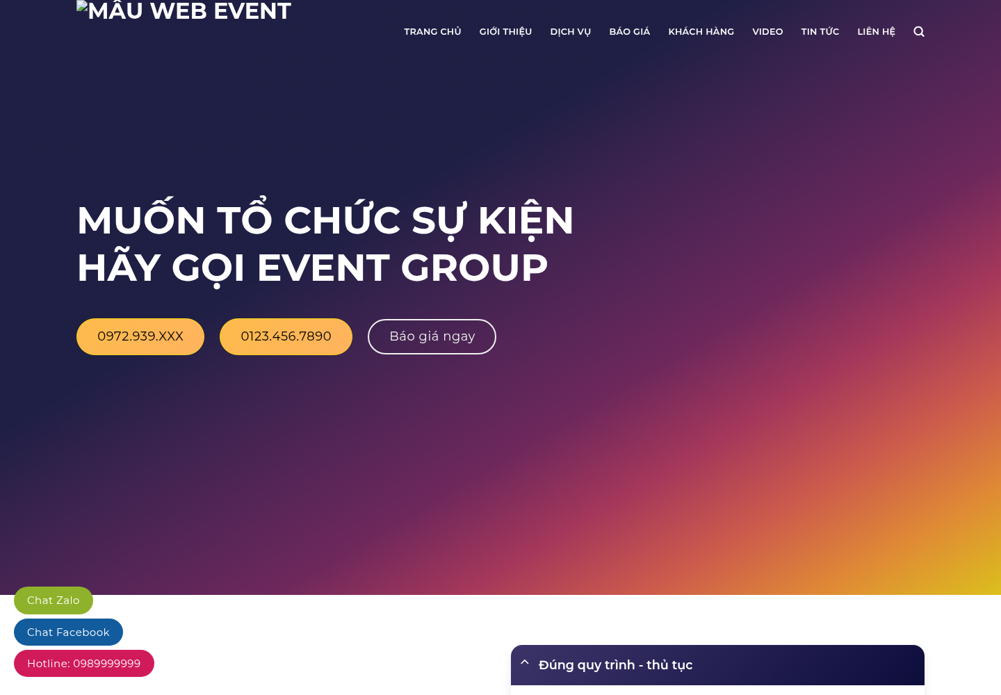 Mẫu website tổ chức sự kiện chuyên nghiệp