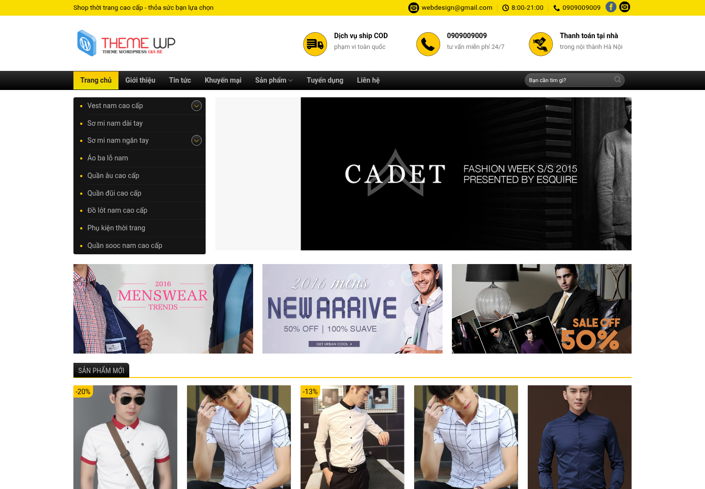 Mẫu website thời trang nam