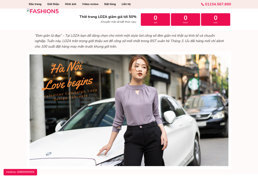 Mẫu website thời trang nữ