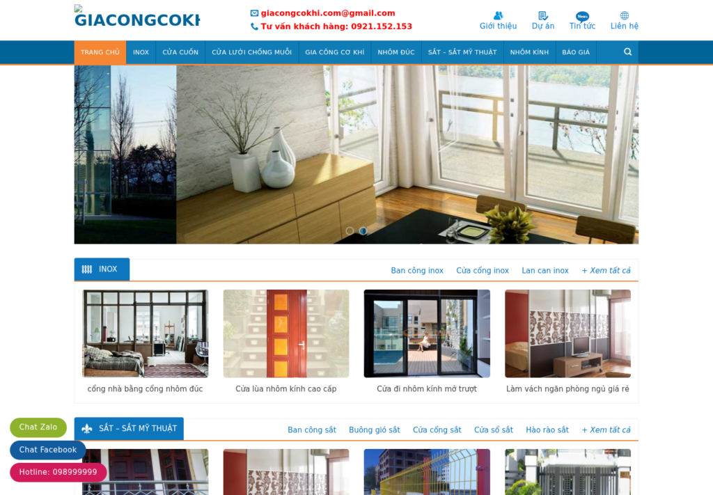 Mẫu website công ty gia công cơ khí