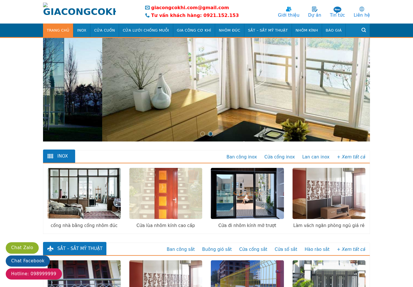 Mẫu website công ty gia công cơ khí