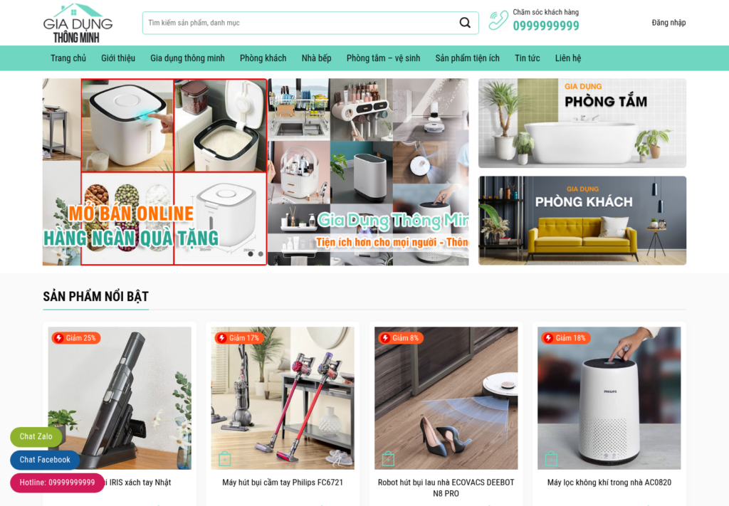 Mẫu website bán hàng gia dụng thông minh
