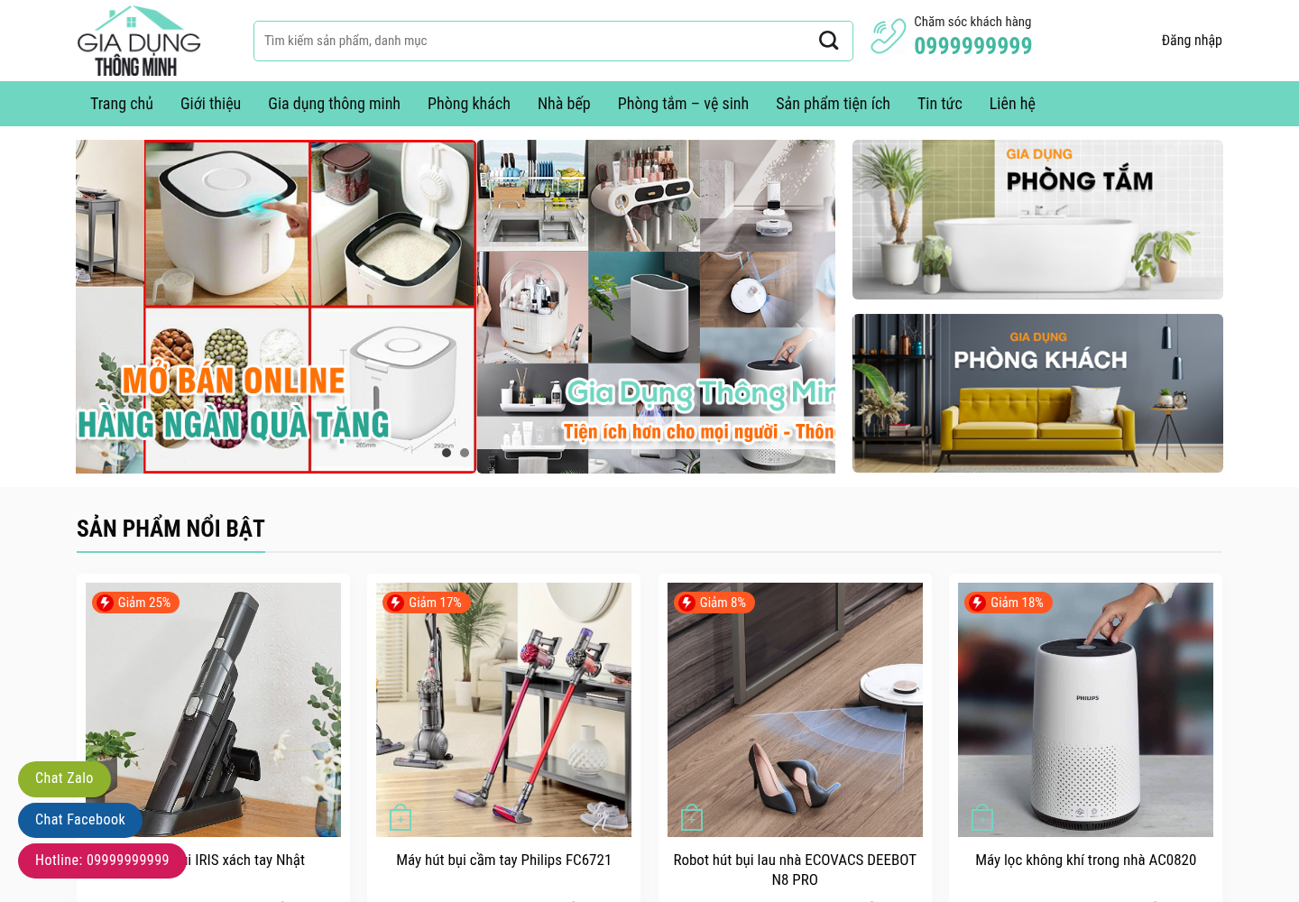 Mẫu website bán hàng gia dụng thông minh
