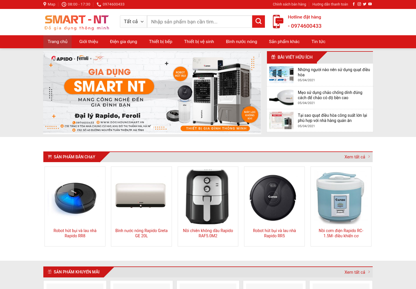 Mẫu website bán đồ gia dụng Smart NT