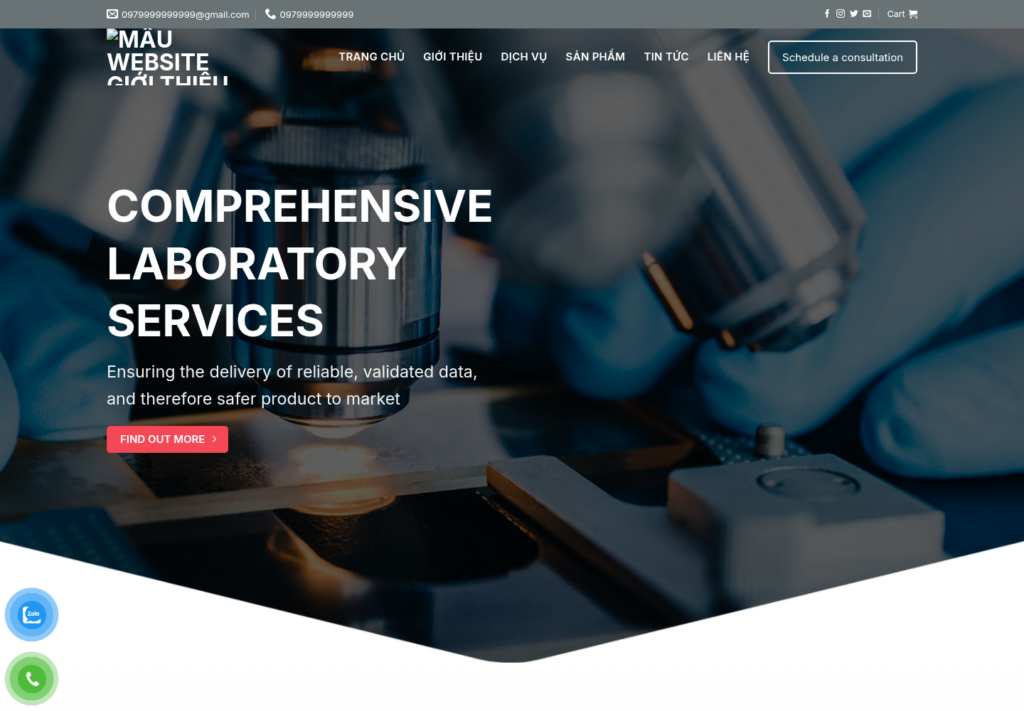 Mẫu website công ty phòng thí nghiệm