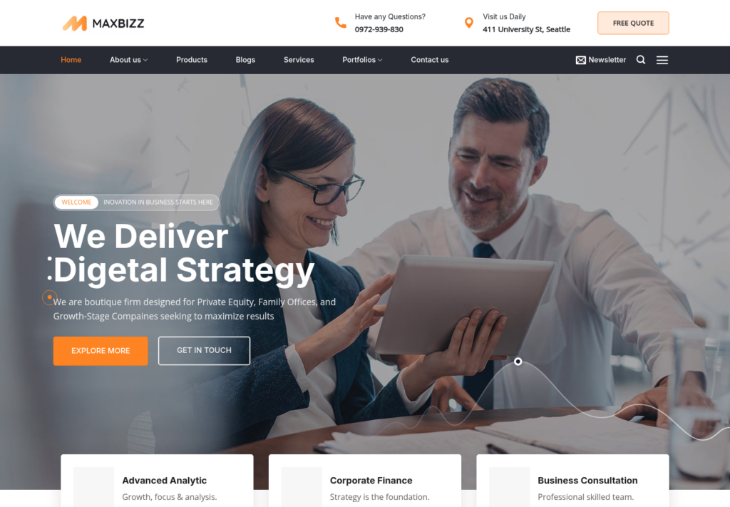 Mẫu website công ty Maxbizz