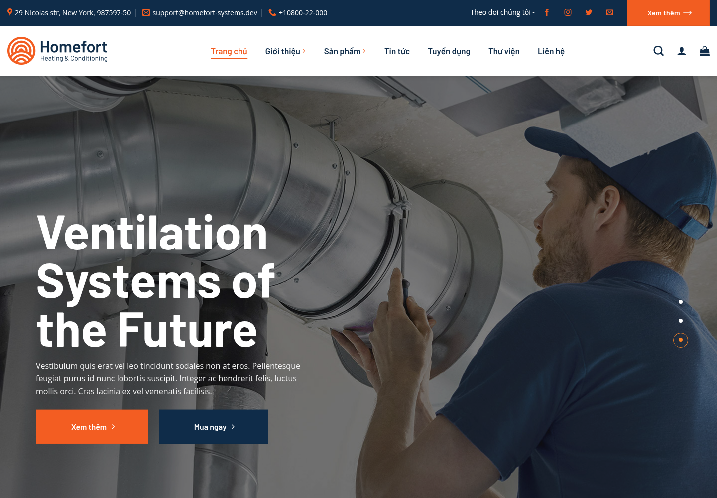 Mẫu website công ty HVAC Homefort