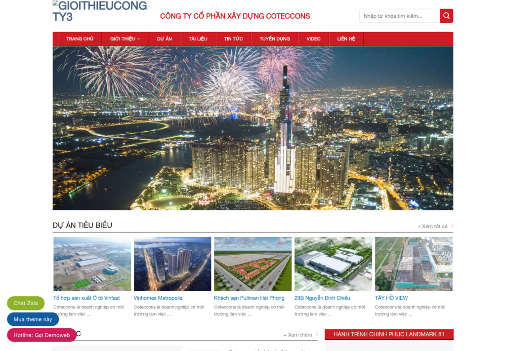 Mẫu website công ty xây dựng
