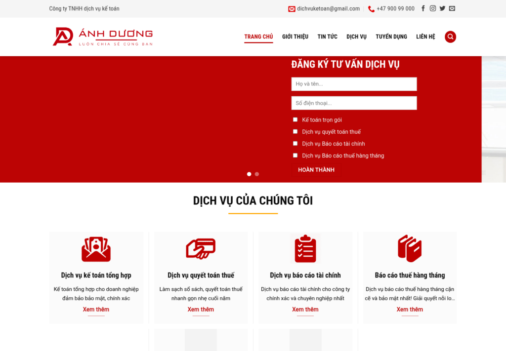 Mẫu website công ty kế toán Ánh Dương