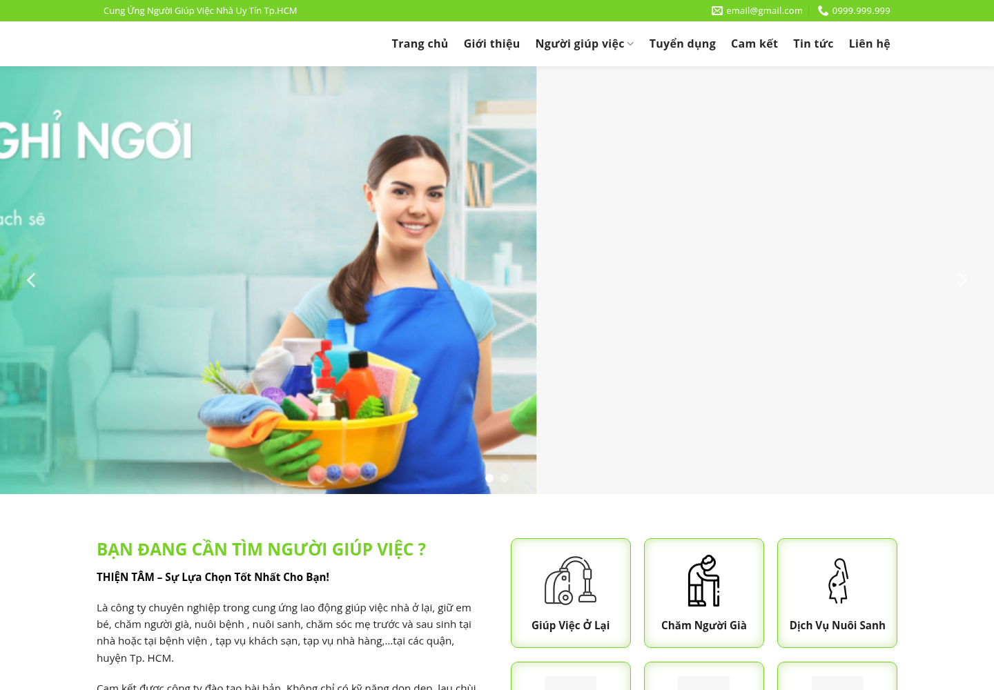 Mẫu website dịch vụ giúp việc nhà