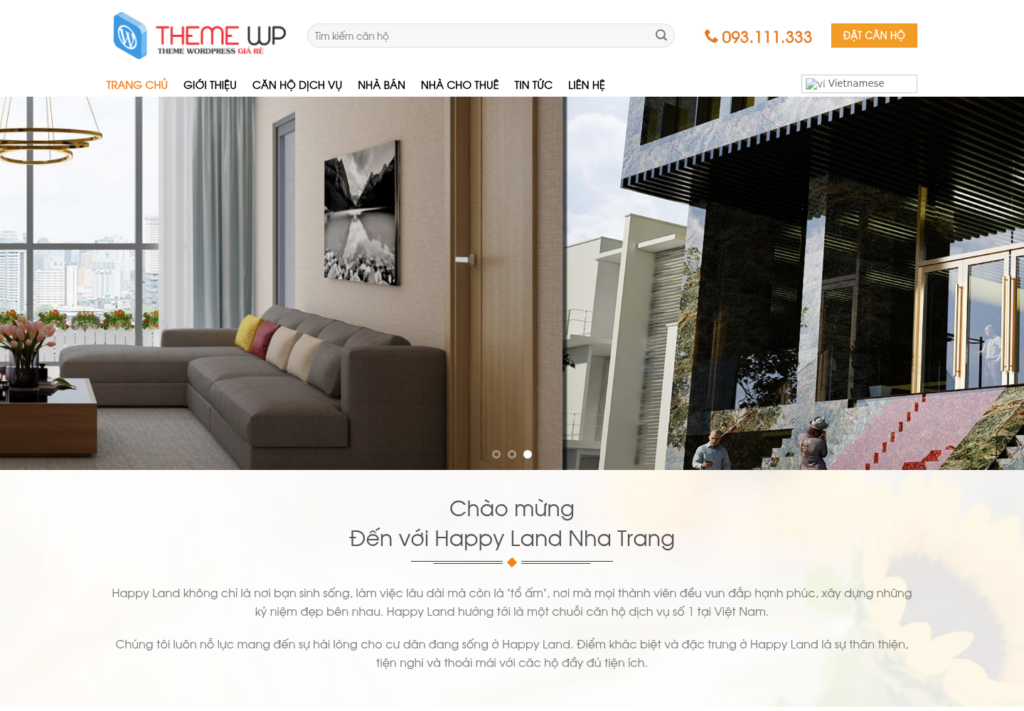 Mẫu website bất động sản Happy Land