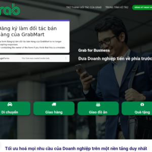 Mẫu website dịch vụ vận tải và giao nhận Grab