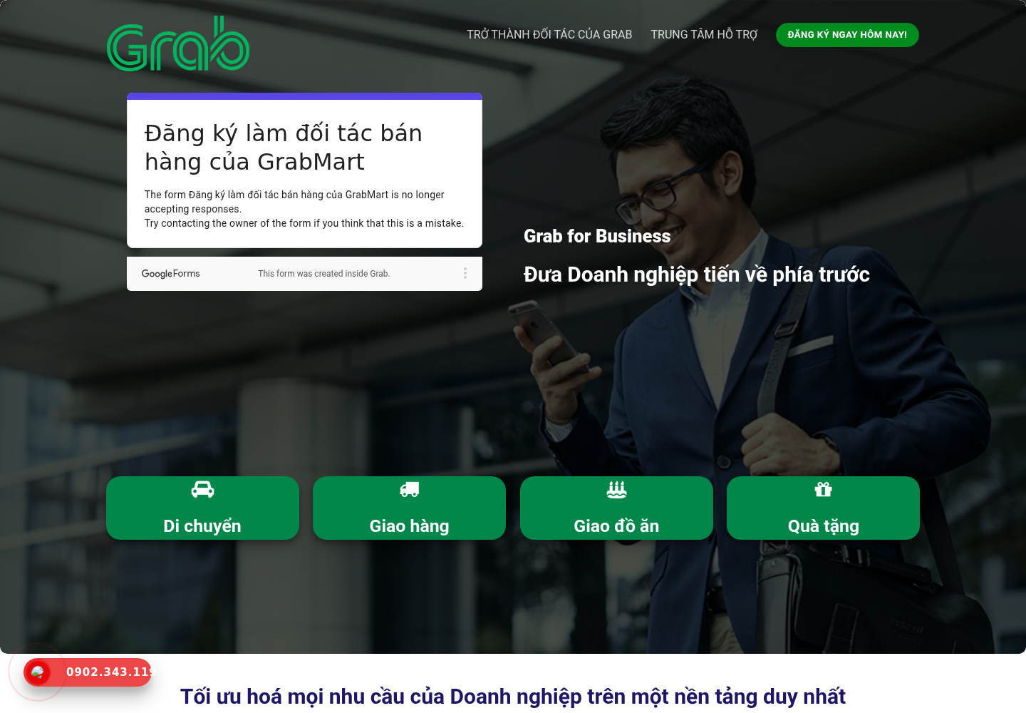 Mẫu website dịch vụ vận tải và giao nhận Grab