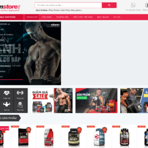 Mẫu website bán thực phẩm bổ sung thể hình Gymstore