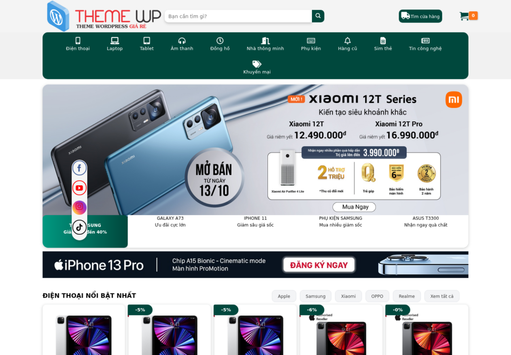 Mẫu website bán hàng điện thoại Hoàng Hà Mobile