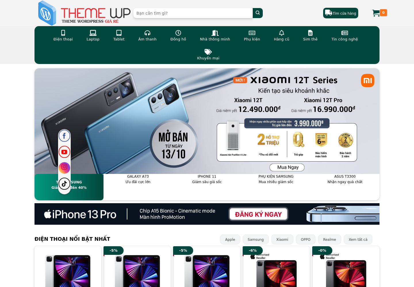 Mẫu website bán hàng điện thoại Hoàng Hà Mobile