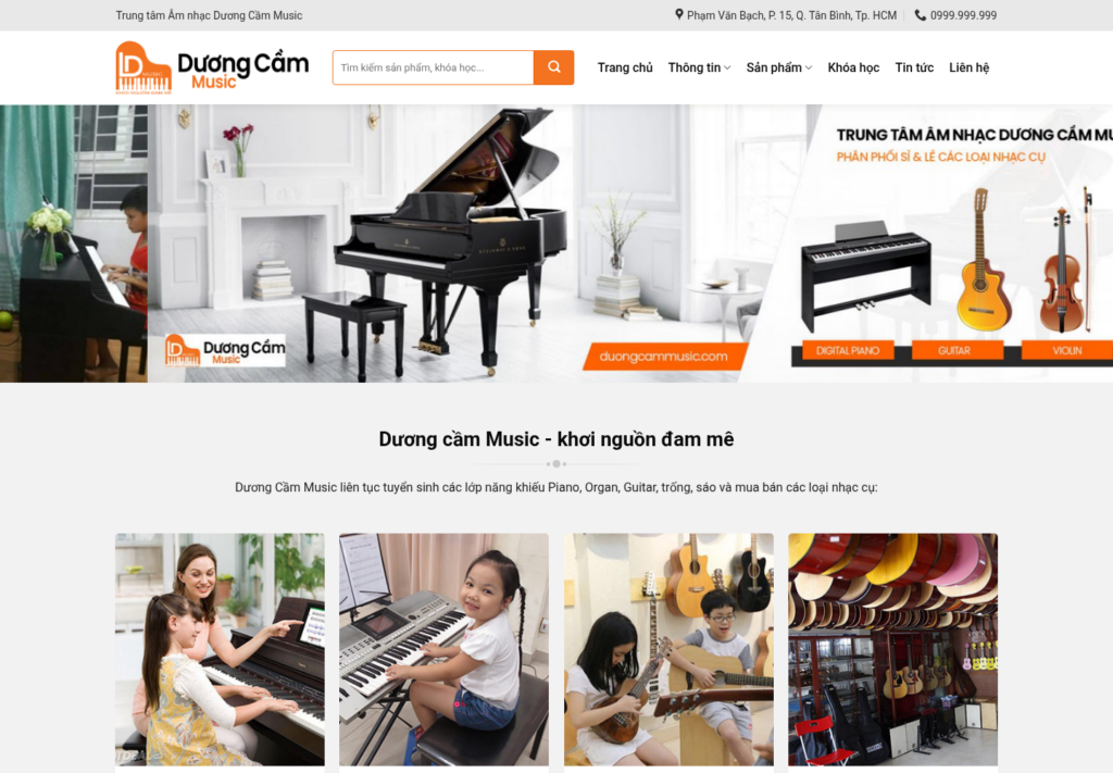 Mẫu website trung tâm âm nhạc Dương Cầm