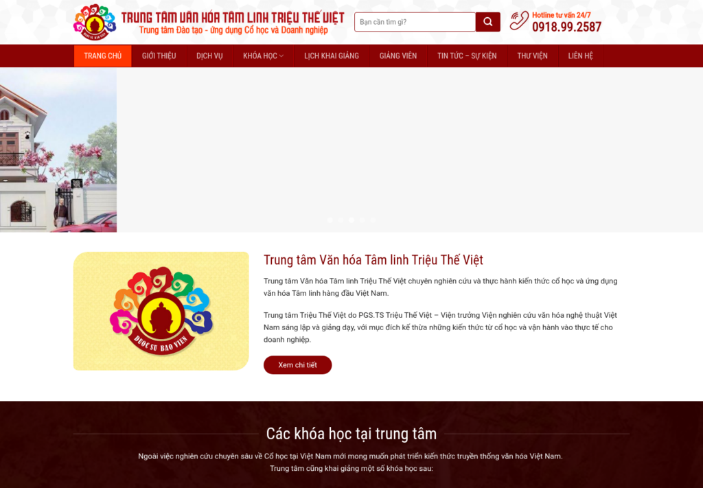 Mẫu website trung tâm đào tạo văn hóa và phong thủy Triệu Thế Việt