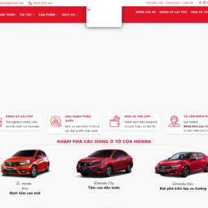 Mẫu website đại lý ô tô Honda
