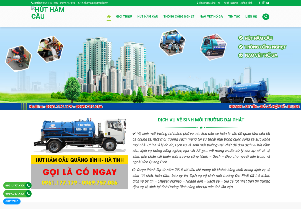 Mẫu website dịch vụ hút hầm cầu