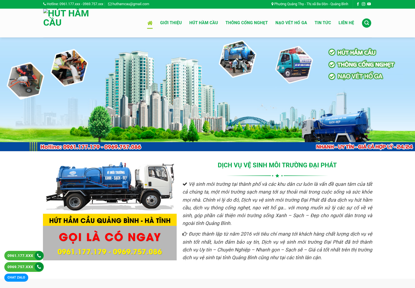 Mẫu website dịch vụ hút hầm cầu