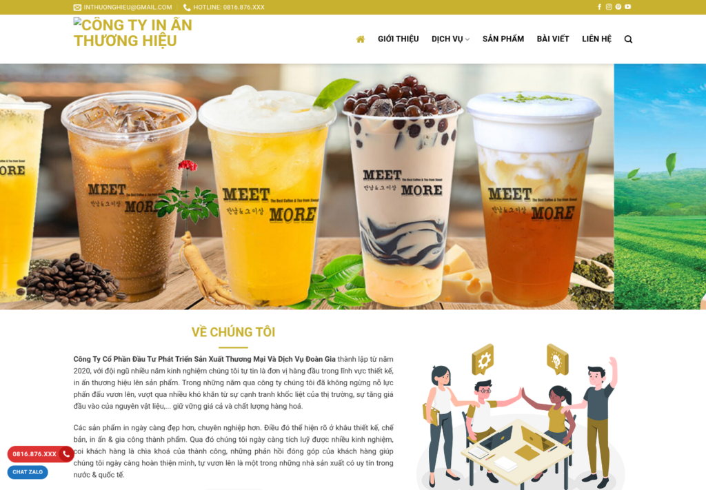 Mẫu website công ty in ấn thương hiệu