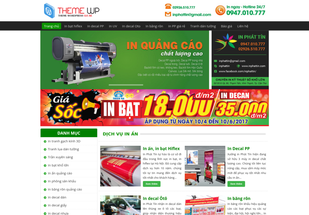 Mẫu website in ấn và quảng cáo