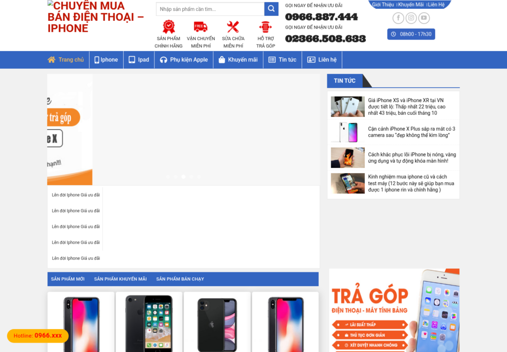 Mẫu website bán hàng điện thoại iPhone