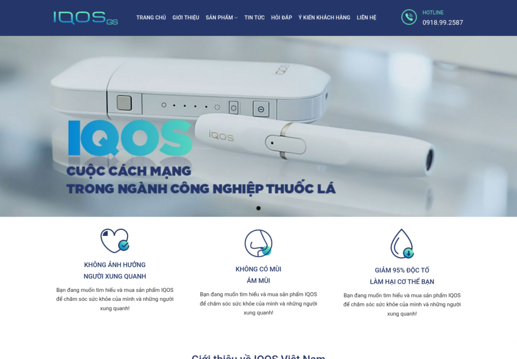Mẫu website bán hàng thiết bị hút thuốc điện tử