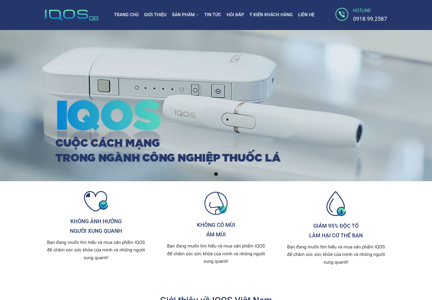 Mẫu website bán hàng thiết bị hút thuốc điện tử