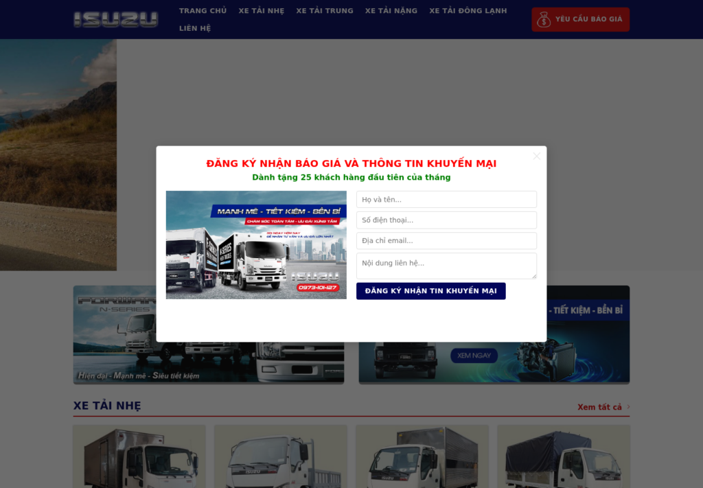 Mẫu website showroom xe tải