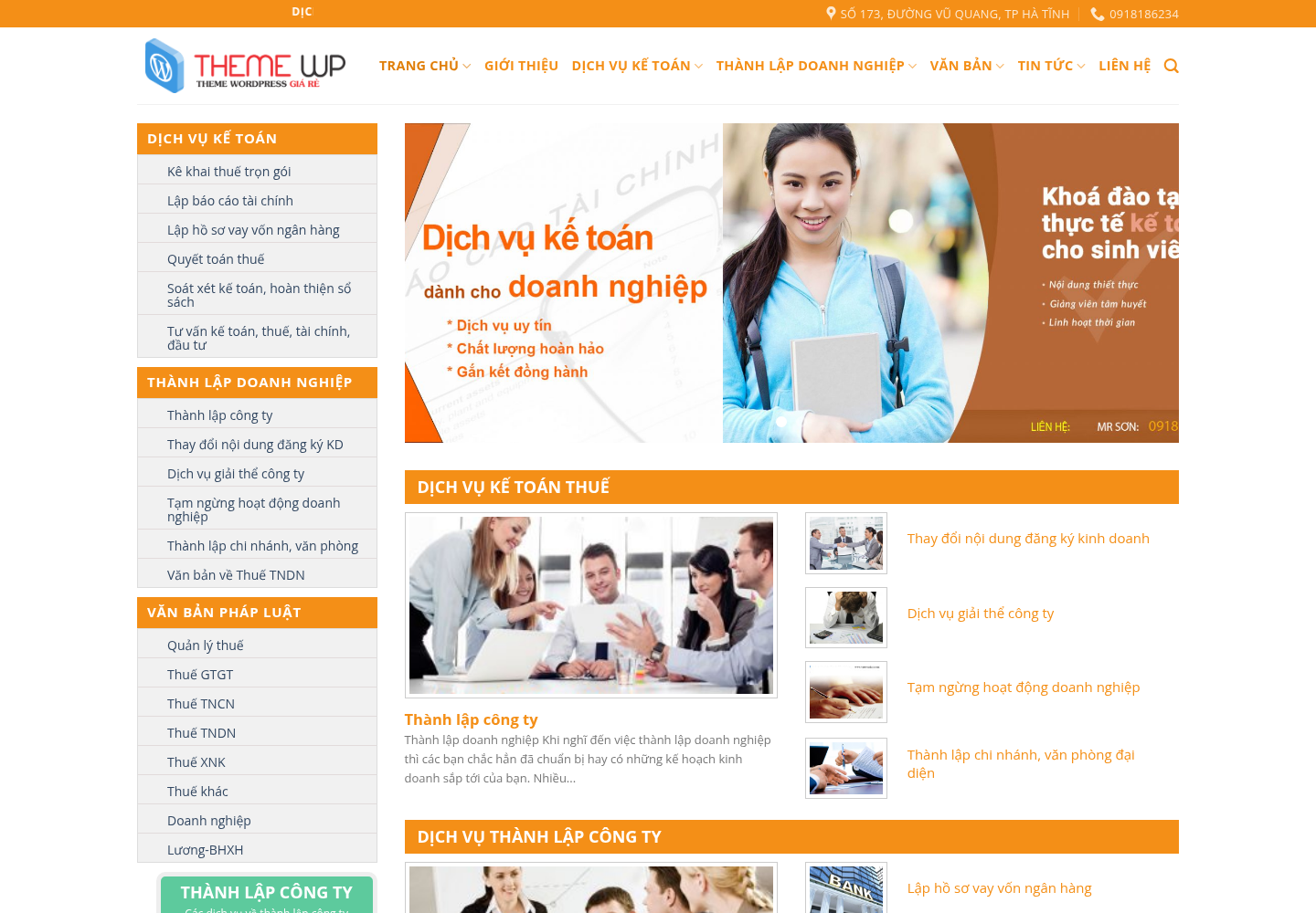 Mẫu website dịch vụ kế toán doanh nghiệp