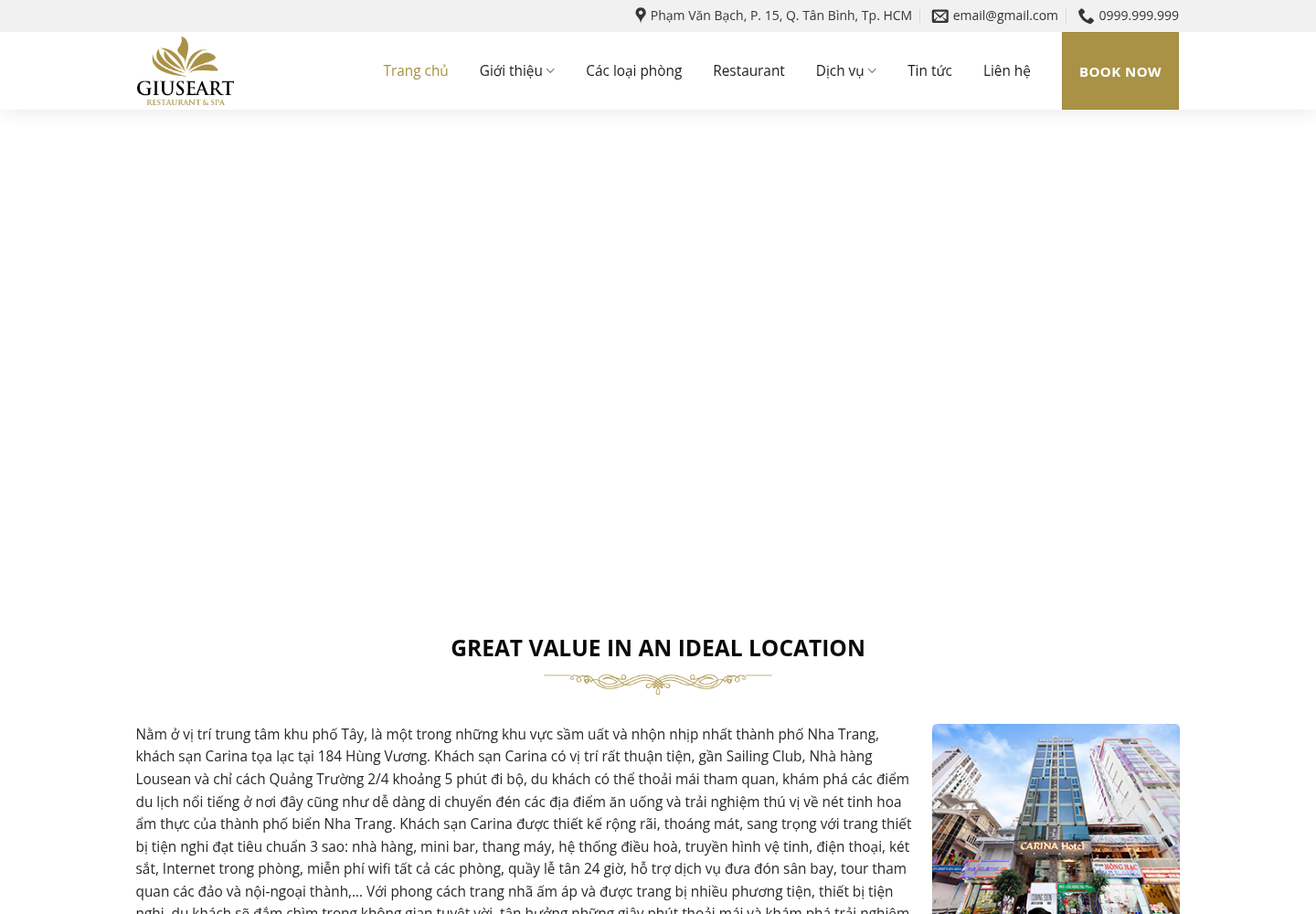 Mẫu website khách sạn Carina