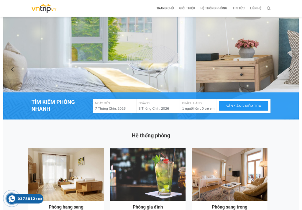 Mẫu website khách sạn Hilton