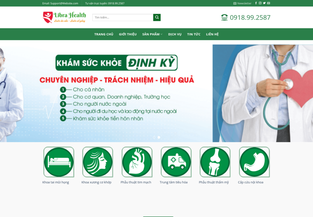 Mẫu website khám sức khỏe Libra Health