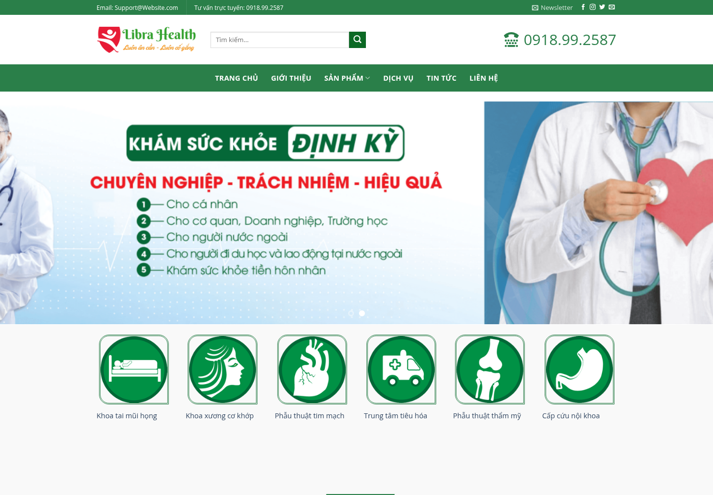 Mẫu website khám sức khỏe Libra Health