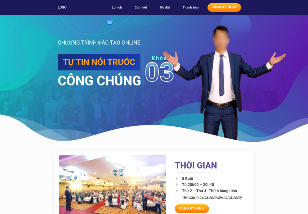 Mẫu website đào tạo kỹ năng nói trước công chúng