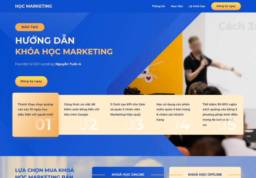 Mẫu website khóa học Marketing