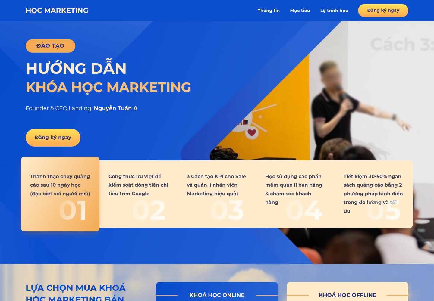 Mẫu website khóa học Marketing