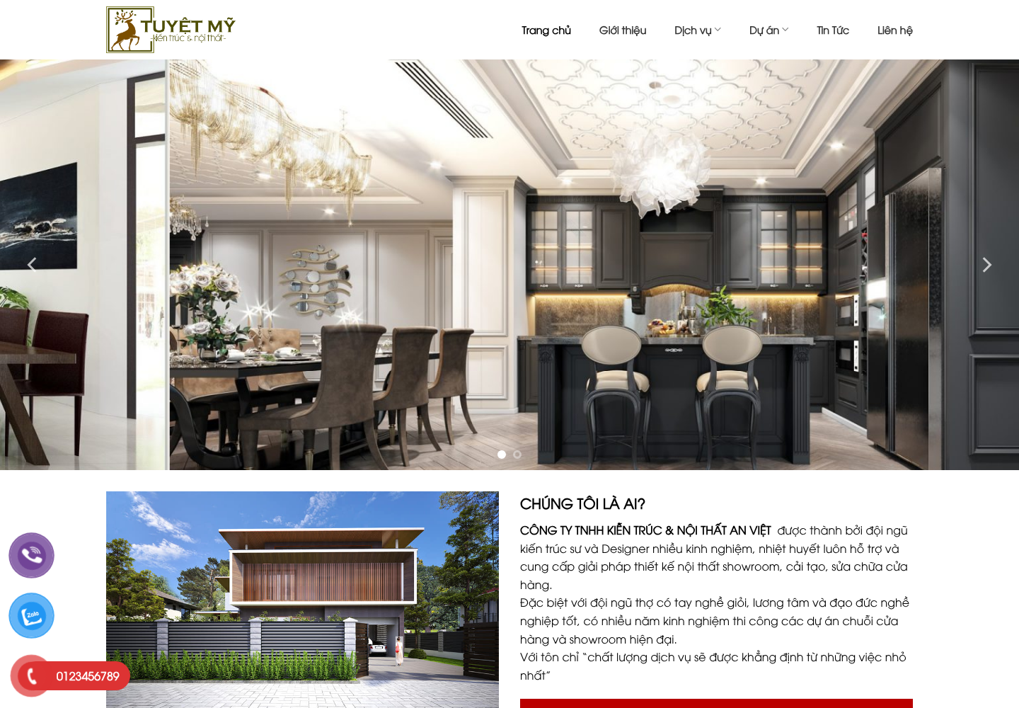 Mẫu website kiến trúc & nội thất Lavilla