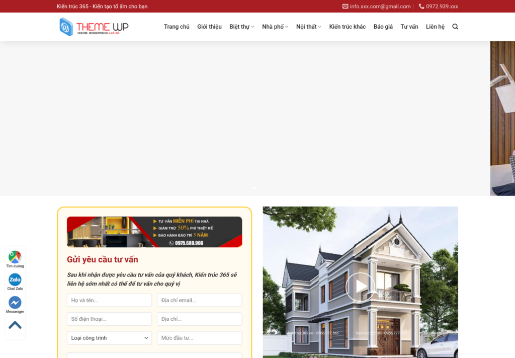 Mẫu website kiến trúc nhà đẹp Kiến trúc 365