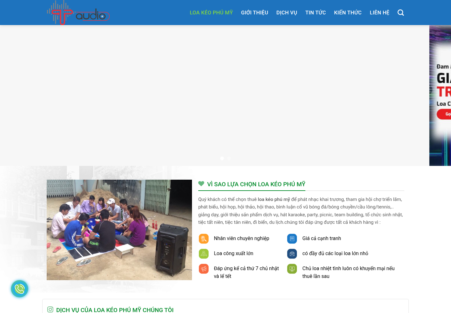 Mẫu website bán và cho thuê loa kéo