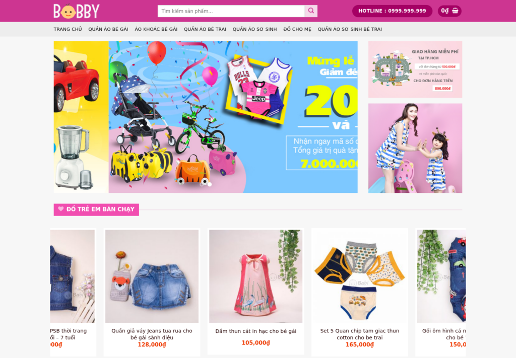 Mẫu website thời trang trẻ em Bobby