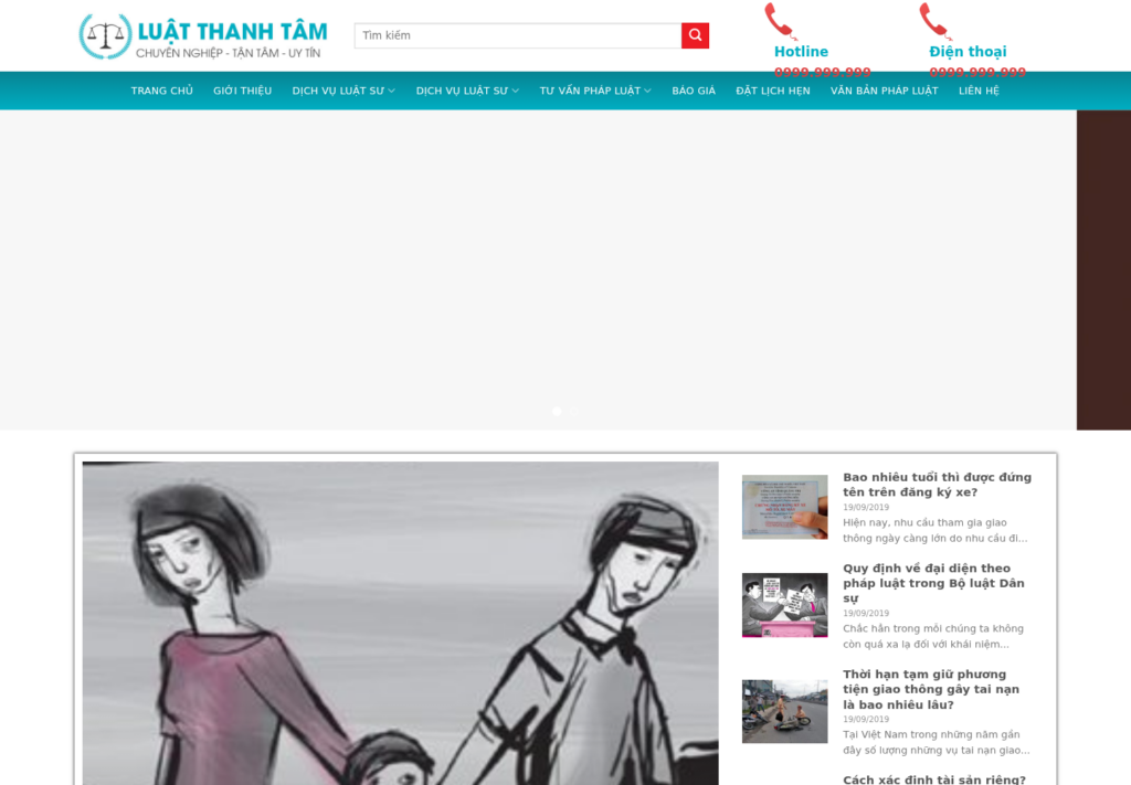 Mẫu website văn phòng luật Thanh Tâm